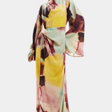 Dana Vestido Maxi de Acuarela con Frontal Torcido