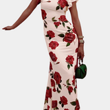 Mayra Vestido Qipao con Estampado de Rosas Elegante