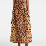 Tiana Vestido Midi Bustier Leopardo