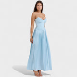 Isabella – Vestido Plisado Palabra de Honor que Realza tu Elegancia
