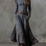 Elisa | Vestido maxi de ante con cinturón