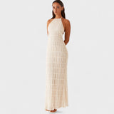 Adeline – Vestido Largo con Cuello Halter que realza tu elegancia