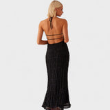 Adeline – Vestido Largo con Cuello Halter que realza tu elegancia