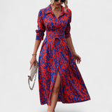 Camila – Vestido Animal Print Azul y Rojo que realza tu sofisticación
