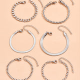 Conjunto de Pulseras de Cadena Cubana de 6 Piezas