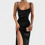 Gabriela – Vestido de Terciopelo con Abertura Lateral que realza tu sensualidad