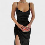 Gabriela – Vestido de Terciopelo con Abertura Lateral que realza tu sensualidad
