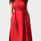 Rosetta Vestido Suave sin Mangas con Lazo Ajustable