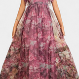 Mariana – Vestido Largo Aireado de Chifón con Estampado Floral que realza tu frescura