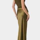 Ottavia – Vestido Largo de Fiesta Plisado con Escote de Un Solo Hombro que Realza Tu Elegancia Atemporal