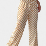 Hilaria Pantalones de Pierna Ancha con Estampado a Cuadros