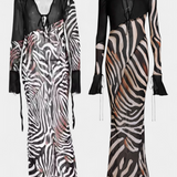 Taisia – Vestido Largo Estampado Animal que Resalta Tu Audacia