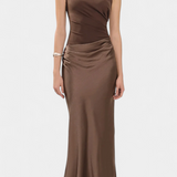 Ottavia – Vestido Largo de Fiesta Plisado con Escote de Un Solo Hombro que Realza Tu Elegancia Atemporal