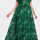 Mariana – Vestido Largo Aireado de Chifón con Estampado Floral que realza tu frescura