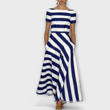 Janell – Vestido largo de rayas que combina comodidad y estilo