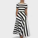 Janell – Vestido largo de rayas que combina comodidad y estilo