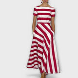 Janell – Vestido largo de rayas que combina comodidad y estilo