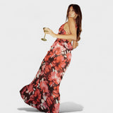 Freya Inferno – Vestido Largo Floral con Espalda Abierta que Realza Tu Sensualidad