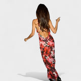 Freya Inferno – Vestido Largo Floral con Espalda Abierta que Realza Tu Sensualidad
