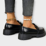 Sofía – Mocasín Ortopédico con Cuña Satinada para una Comodidad Elegante