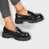 Sofía – Mocasín Ortopédico con Cuña Satinada para una Comodidad Elegante