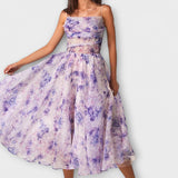 Sofía – Vestido midi elegante de gasa para un look romántico