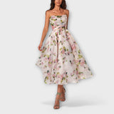 Sofía – Vestido midi elegante de gasa para un look romántico
